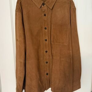 Orvis Camel Suede Shirt with Dark Button